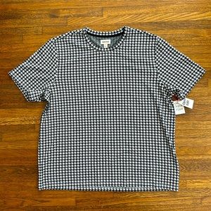 Open Edit Men’s Black & White Oversized Houndstooth Short Sleeve Tee Shirt
